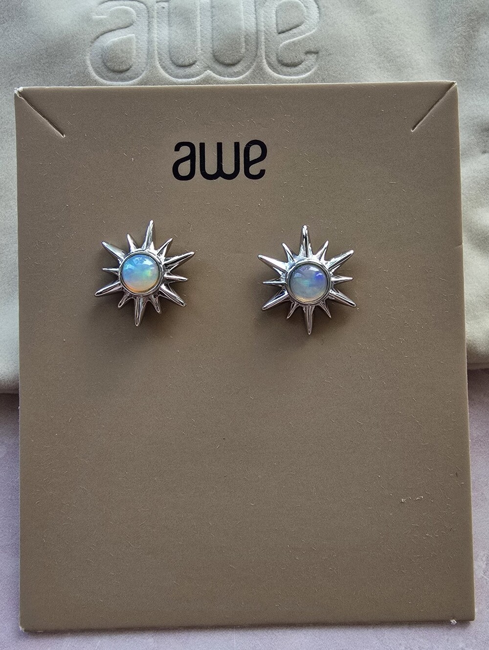 Awe Inspired Opal Sunburst Stud Earrings - Iridescent